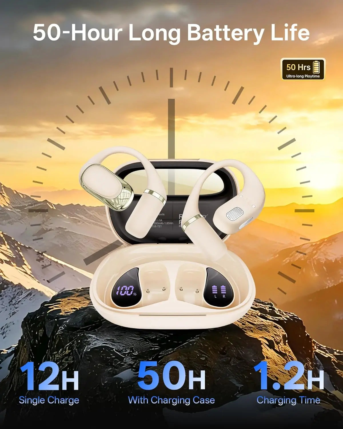 AI Translation Earbuds Real Time, 4-in-1 Open Ear Headphones For Travel/Music/Business, 178 Languages Translator Earbuds, Audifo