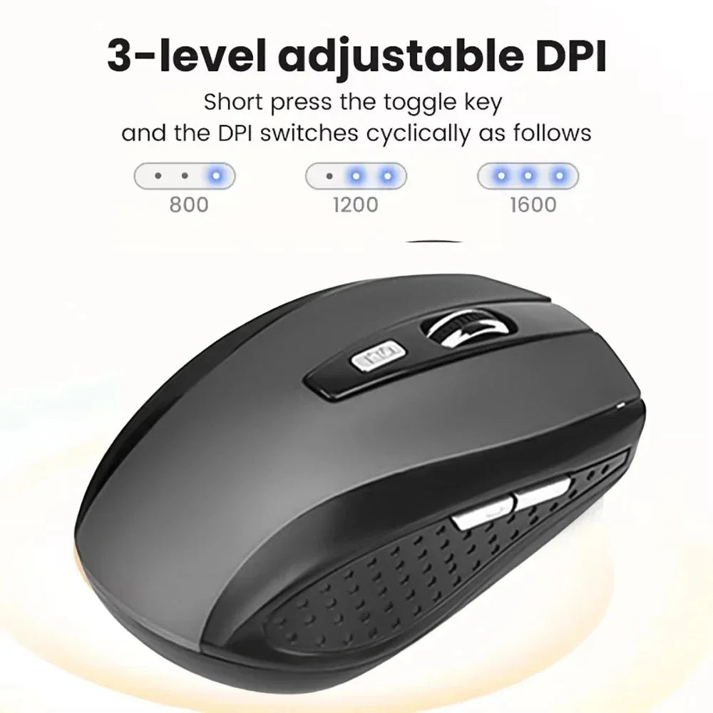 Wireless Mouse Silent Mouse 2.4G Portable Mobile Optical Office Mouse Adjustable DPI Levels for Notebook PC Laptop MacBook