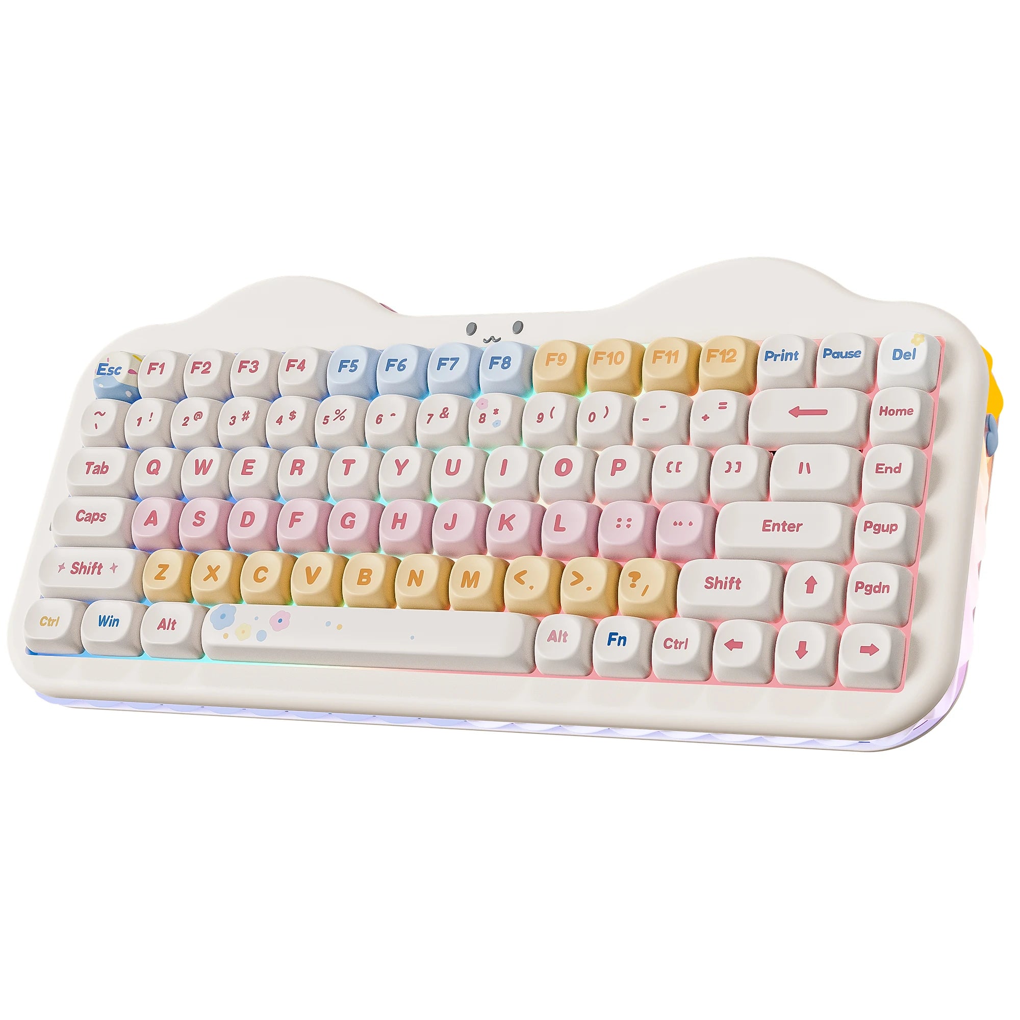 YUNZII C75 Wireless Mechanical Keyboard, 75% Creamy Hot Swap Custom RGB Keyboard, Gasket Cute Cake Design, for Win/Mac/Gaming