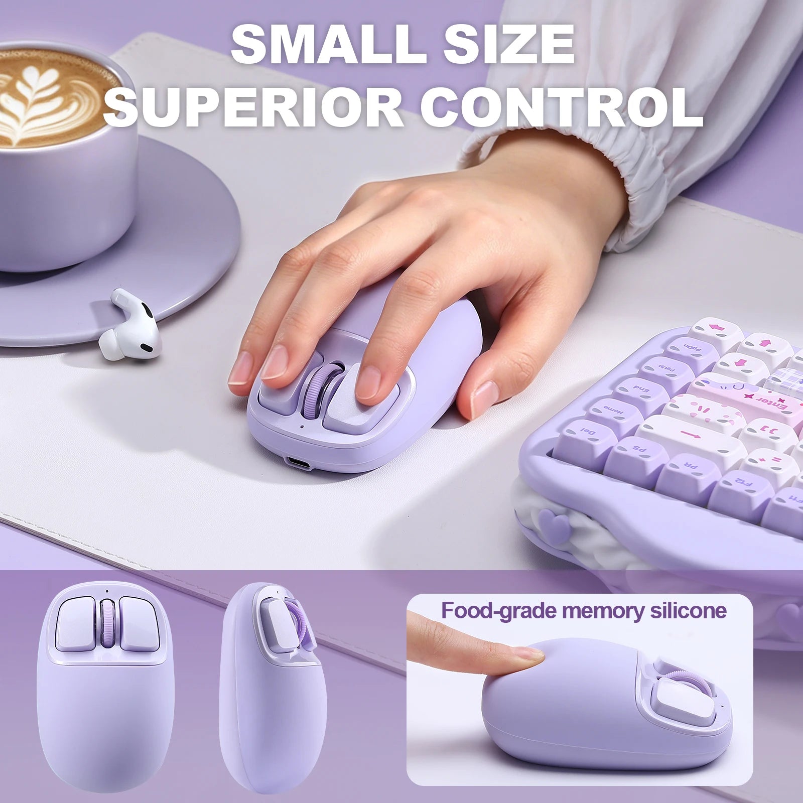 YUNZll C1 Silicone Wireless Mouse, Tri-Mode Bluetooth Mouse, Optical Tracking,Customize Mice for Laptop, Computer, iPad, MacBook