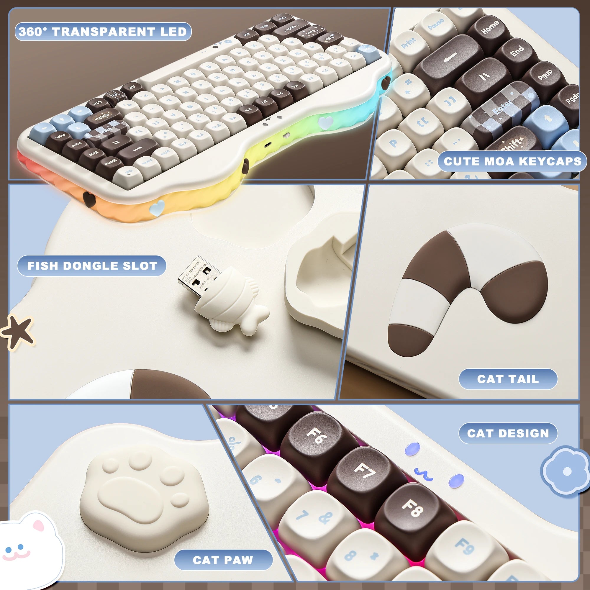 YUNZII C75 Wireless Mechanical Keyboard, 75% Creamy Hot Swap Custom RGB Keyboard, Gasket Cute Cake Design, for Win/Mac/Gaming