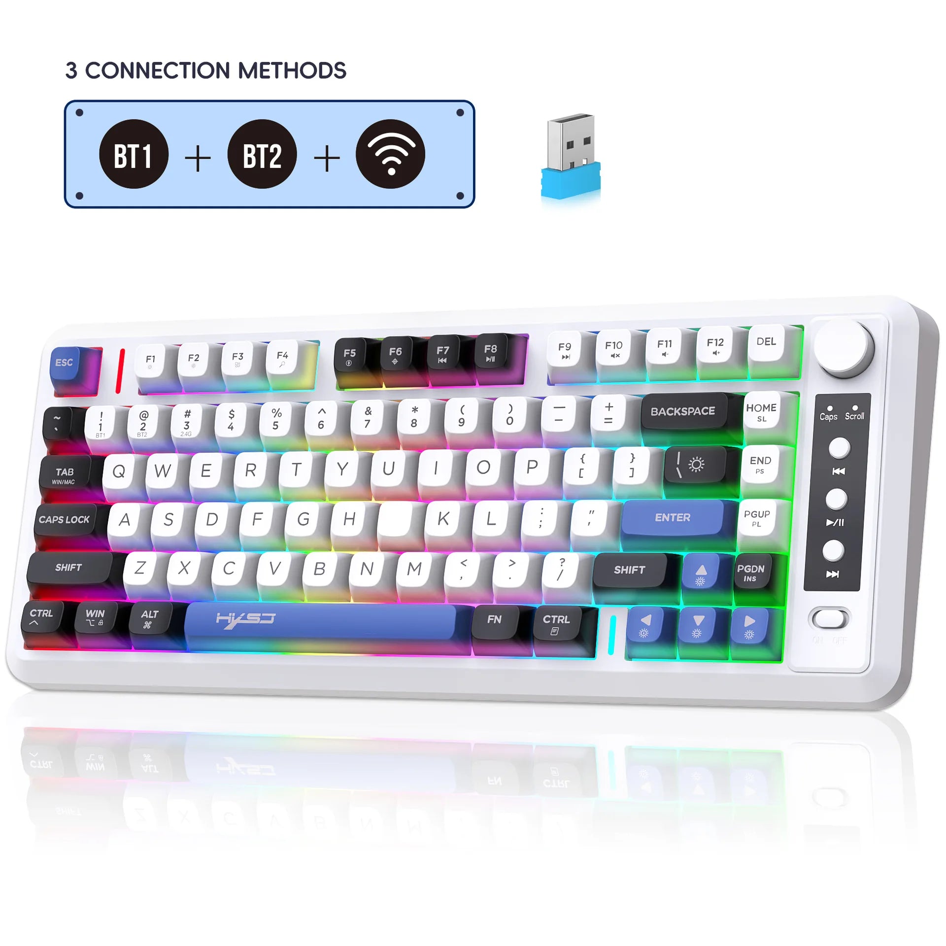Bluetooth + 2.4G wireless membrane keyboard gradual change rechargeable colorful compact office game keyboards Teclado sem fio