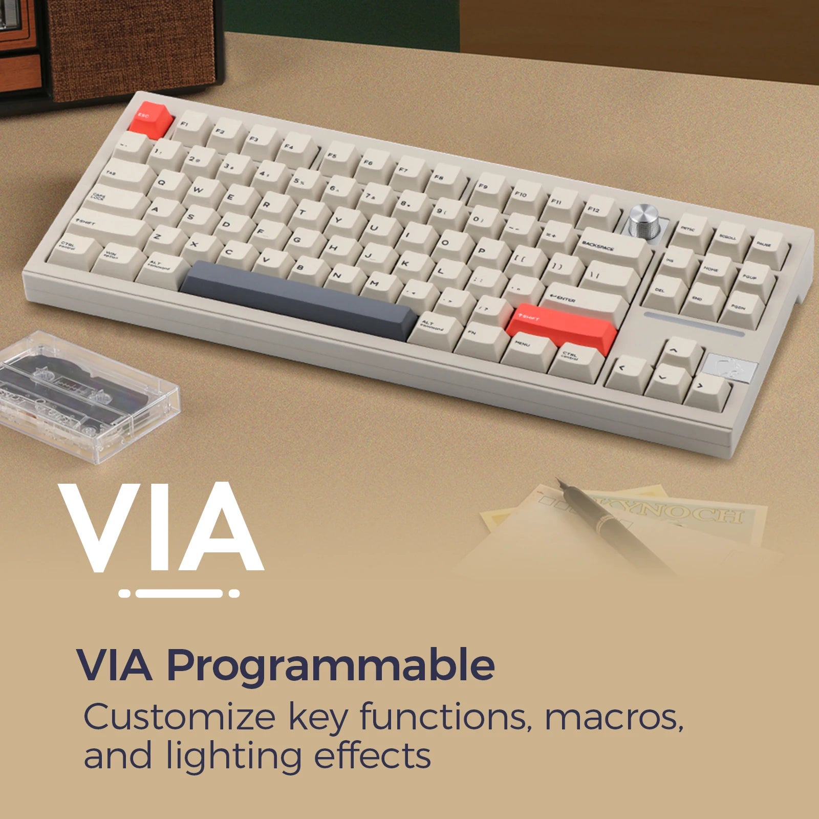 CIDOO V87 Gasket TKL Tri-Mode Bluetooth/2.4Ghz/Wired Wireless Wired VIA Programmable Mechanical Keyboard