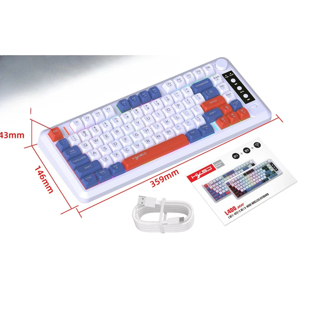 Bluetooth + 2.4G wireless membrane keyboard gradual change rechargeable colorful compact office game keyboards Teclado sem fio