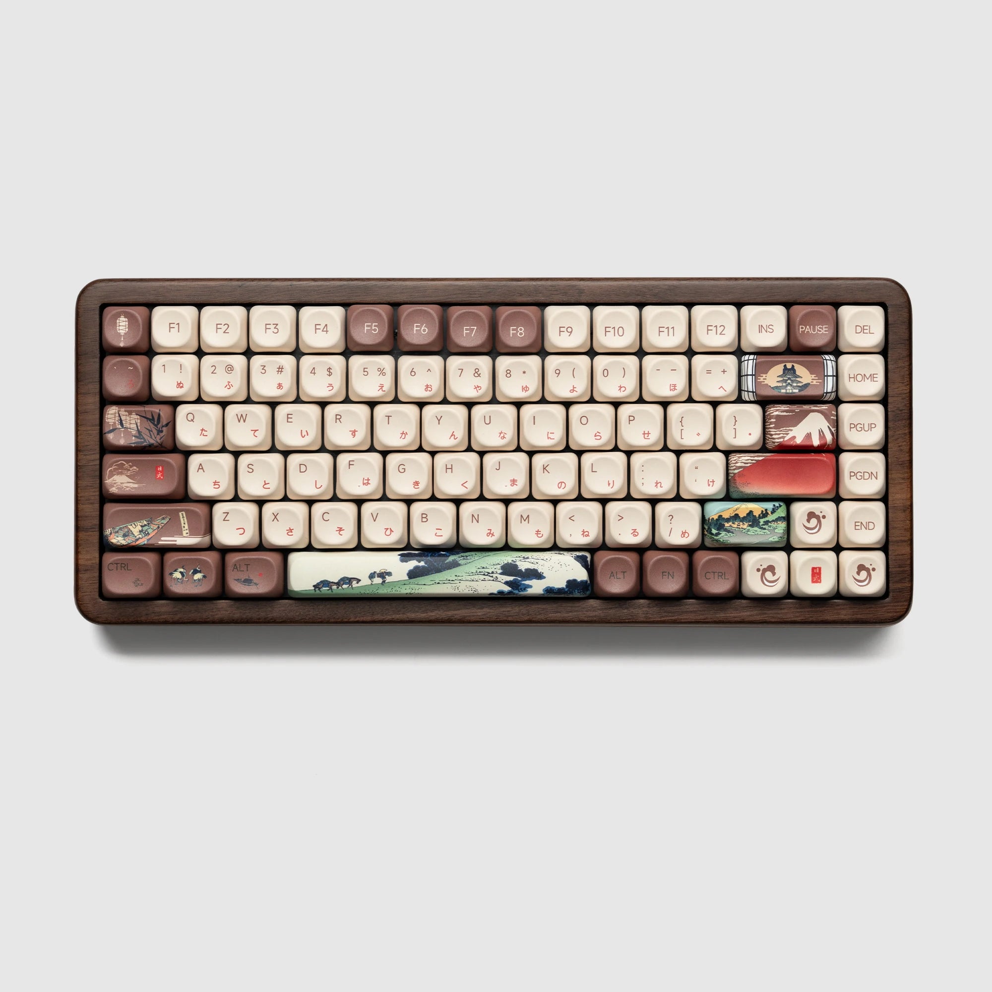 Womier WD75 V2 Fuji Mountain Theme 75% Keyboard with QMK/VIA Wood Gaming Keyboard Tri-Mode Wireless Mechanical RGB Hot Swap